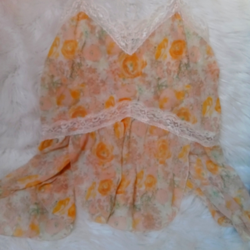 Free People Intimately M Yellow Lace Slip Cami